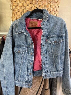 Levi's Acid Wash Denim Jacket with Pink Lining